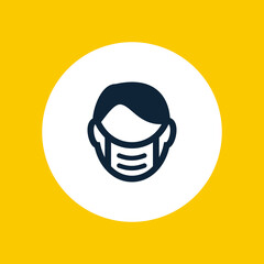Face mask icons, head with protective medical mask.