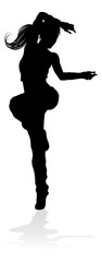 A woman street dance hip hop dancer in silhouette