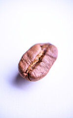 Roasted coffee beans close up. Top view. Copy space