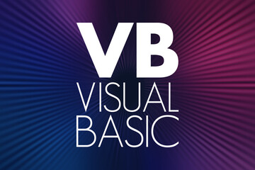 Fototapeta na wymiar VB - Visual Basic acronym, technology concept background