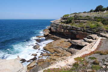 Bondi to Coogee walk on the sunny day in Sydney, Australia