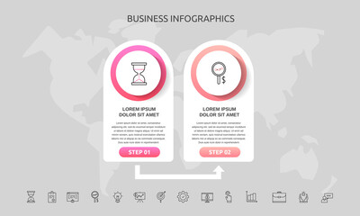 Fototapeta premium Vector infographic template circles for two labels, diagram, graph, presentation. Business concept with 2 options. For content, flowchart, steps, timeline