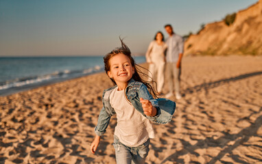 Happy family on the beach