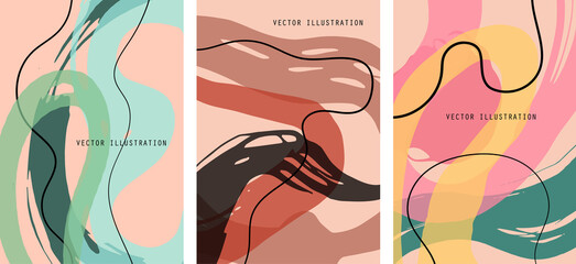 Creative color doodle art header set with different shapes and textures. Collage. © sdmix