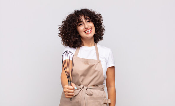 Arab Pretty Woman Chef Wearing An Apron.