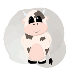 Cute cartoon bull. Vector. Symbol of 2021. Childrens illustration