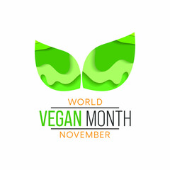 World Vegan month is an annual event celebrated by vegans around the world every November. Vector illustration.