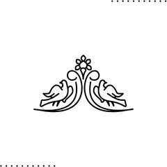 birds design element, text border vector icon in outlines