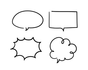 手書きの吹き出しのセット／おしゃれ／かわいい／シンプル／イラスト／ふきだし／矢印／装飾／飾り／ハート