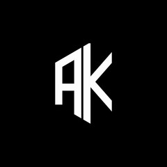 white Ak creativity logo,bacground colour black & logo colour white 