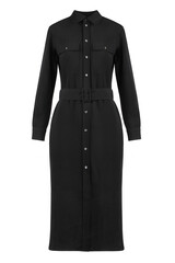 Naklejka premium Festive black dress with buttons. Front view