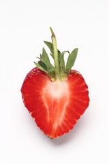 a cut Fresh strawberrie white background with clipping path