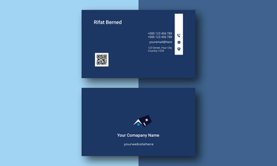 Mosaic Blue Business Card Template. Double-Sided Visiting Card Layout.