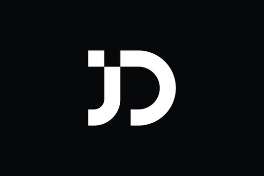 Minimal Innovative Initial DJ logo and JD logo. Letter D J JD DJ creative elegant Monogram. Premium Business logo icon. White color on black background