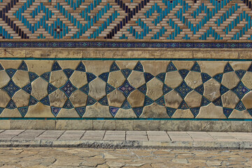 Details of ceramic tiles mosaic of  Mausoleum of Khoja Ahmed Yasawi in Turkistan in Central Asia - a major sight of Kazakhstan's silkroad.