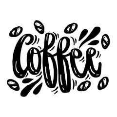 Word coffee hand drawn calligraphy.