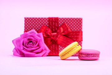 Roses on colourful background, Valentines Day background
