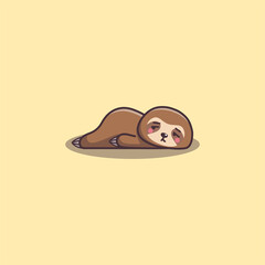Cute Kawaii Hand Drawn Doodle Bored Lazy Sloth