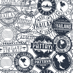 Fototapeta premium Pattaya Thailand Stamps. City Stamp Vector Art. Postal Passport Travel. Design Set Pattern.