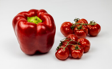 red capsicum with cherry tomatoes