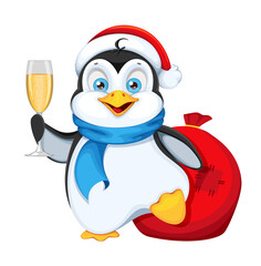 Funny penguin cartoon character