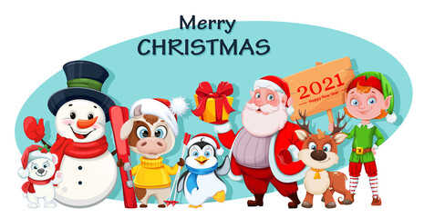 Merry Christmas and Happy New Year greeting card