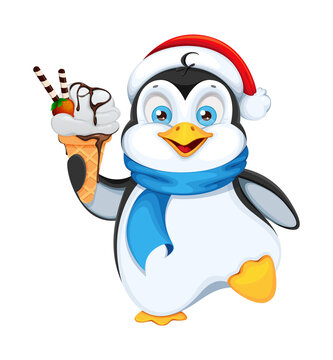 Funny penguin cartoon character