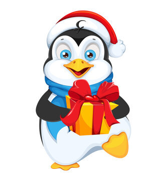 Funny penguin cartoon character