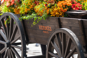 cart with flowers