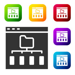 Black Browser files icon isolated on white background. Set icons in color square buttons. Vector.