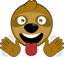 Vector emoticon illustration of a lazy bear waving