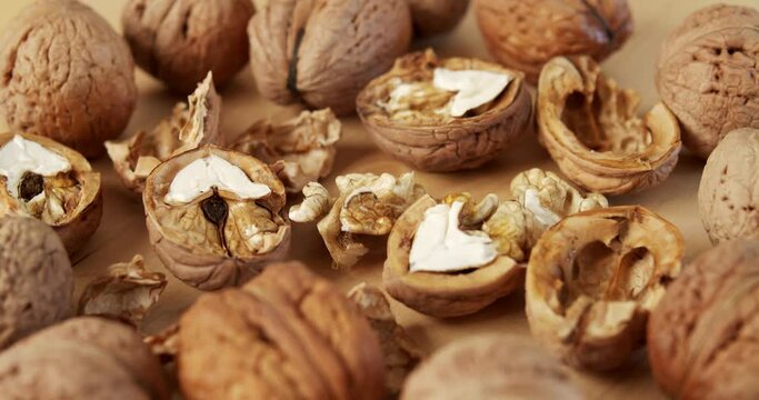delicious and fresh walnuts on a wooden table