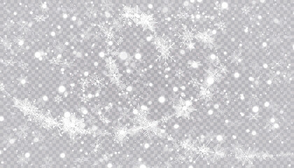 Heart shaped snowflakes in a flat style in continuous drawing lines. Trace of white dust. Magic abstract background isolated on on transparent background. Miracle and magic. Vector illustration flat © tanandaa