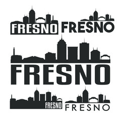 Fototapeta na wymiar Fresno California Flat Icon Skyline Vector Silhouette Design Set Logo.