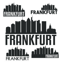 Frankfurt Germany Flat Icon Skyline Vector Silhouette Design Set Logo.