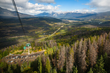 Headed up the mountains aboard the Jasper Skytram (Jasper, Alberta, Canada)
