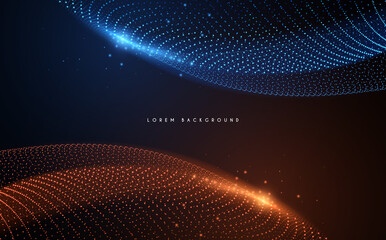 Abstract blue and orange light dots background