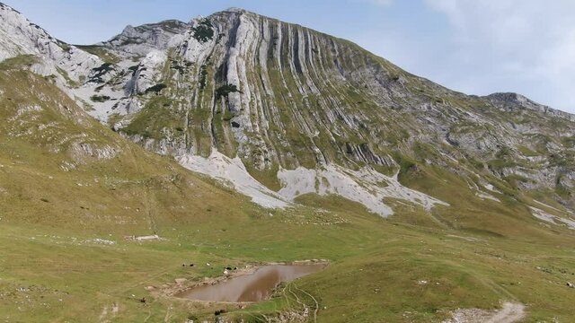 Prutas mountain in Durmitor National Park, Dinaric Alps, Montenegro, aerial view