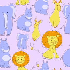 pattern with african animals. Background for children illustration
