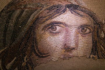 The Gypsy Girl Mosaic of Zeugma (Gaia). Gaziantep - Turkey  - obrazy, fototapety, plakaty