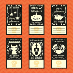 Halloween vector greeting card vintage style collection