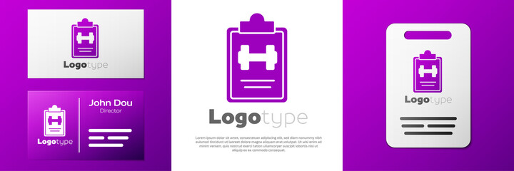 Logotype Sport training program or fitness plan icon isolated on white background. Logo design template element. Vector.