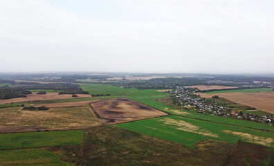 Obraz premium Top view of green rustic fields