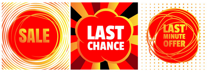 Last Minute Offer Text Promotion and Discount Icon in Round Frame