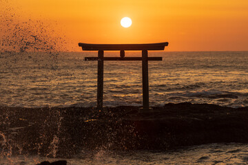 大洗磯前神社　日の出