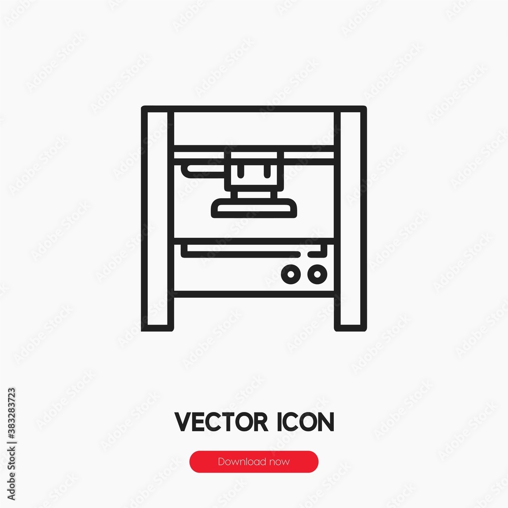 Poster press machine icon vector. linear style sign for mobile concept and web design. press machine symbol