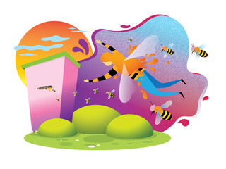 ul , pszczoły, dziewczyna