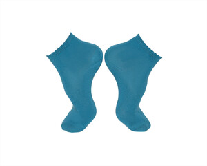 blue socks on a white background
