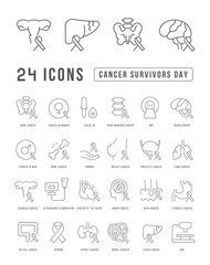 Vector Line Icons of Cancer Survivors Day