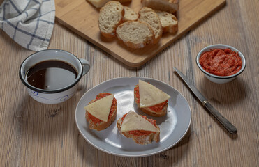 Typical Mediterranean meat spread prepared with pork and paprika.